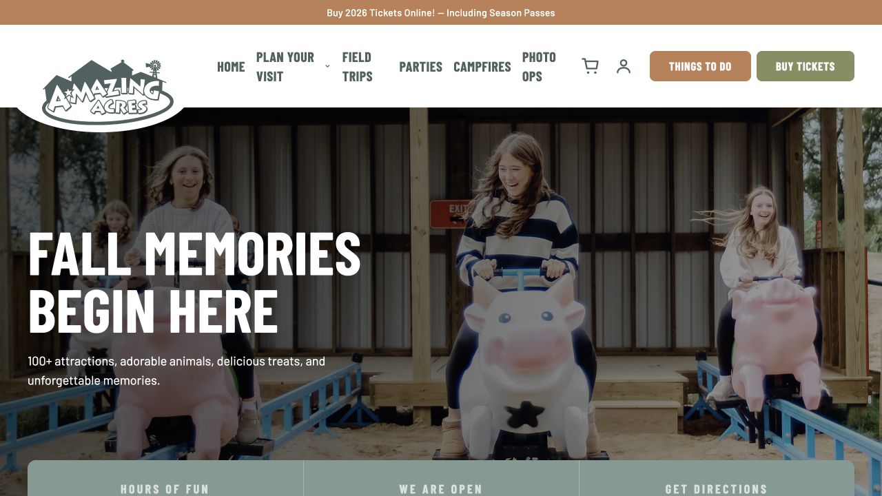 Amazing Acres website homepage