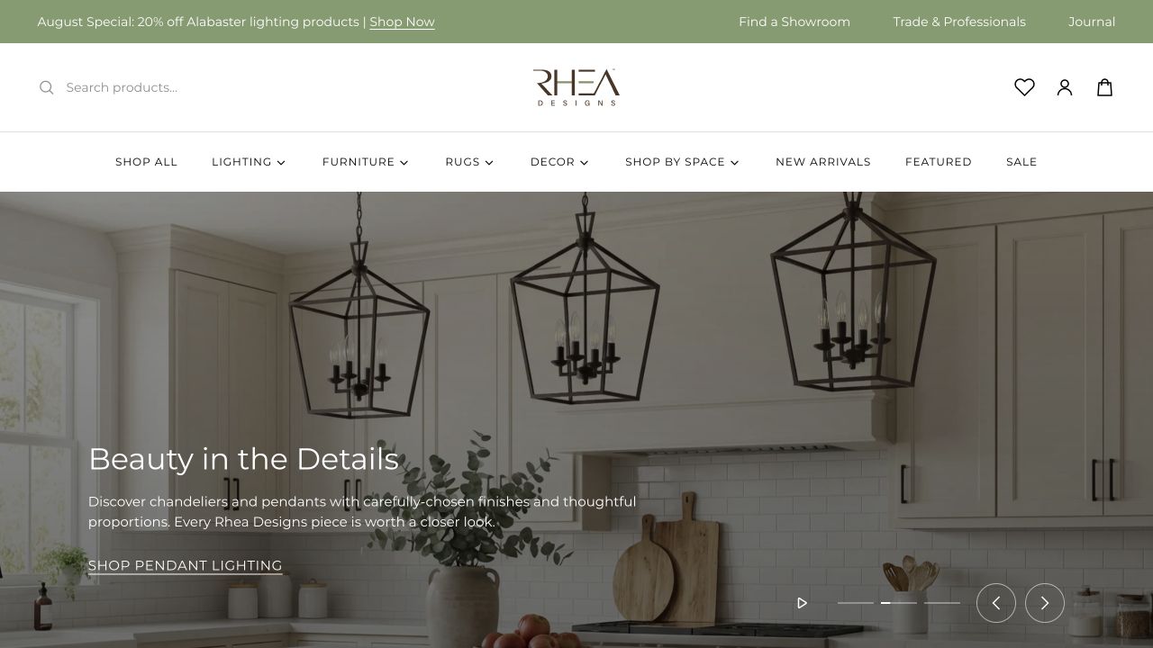Rhea Designs website homepage — development preview