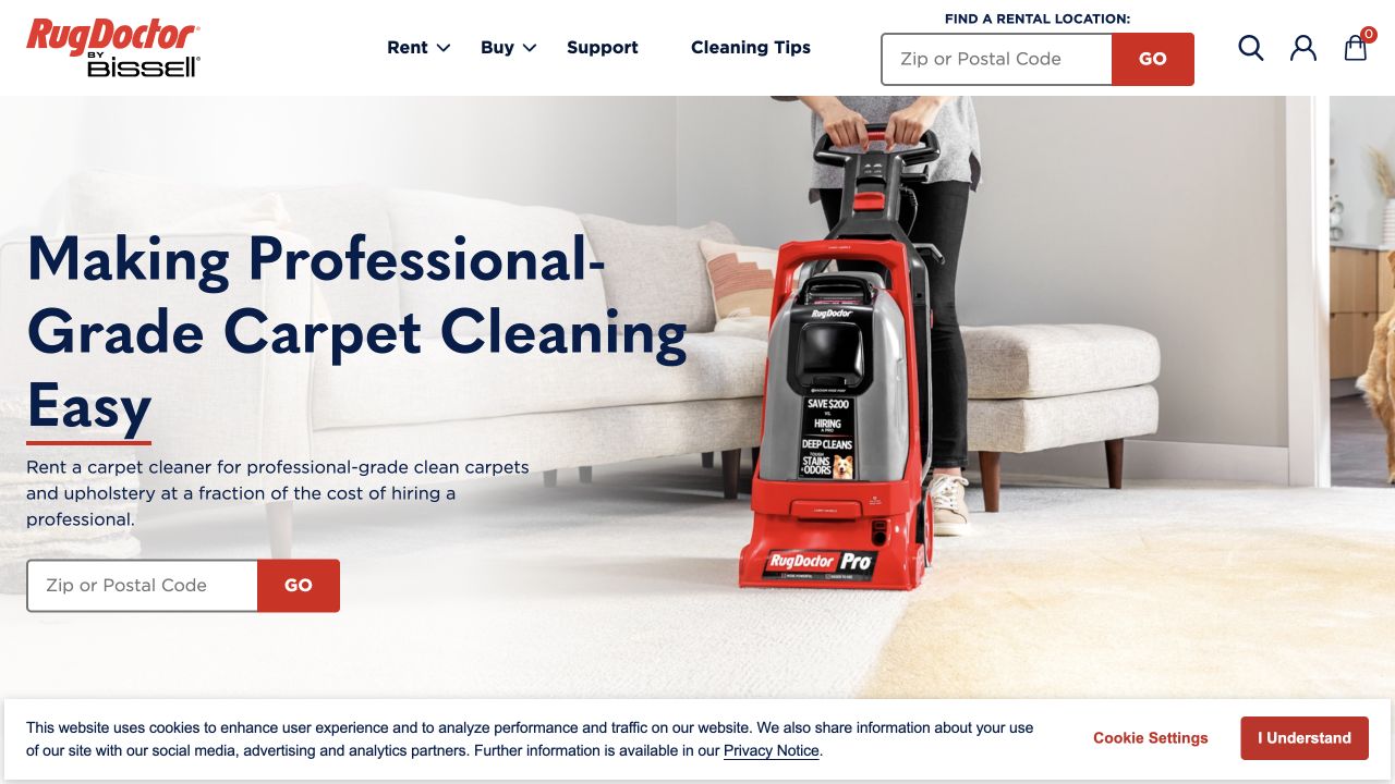 Rug Doctor website homepage